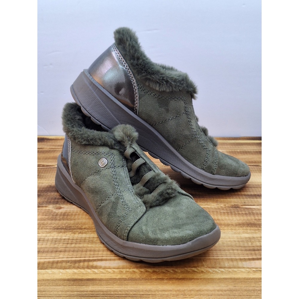 Bzees Women's  Golden Comfort Shoes Size 6M Gray‎ Washable Faux Fur Lined